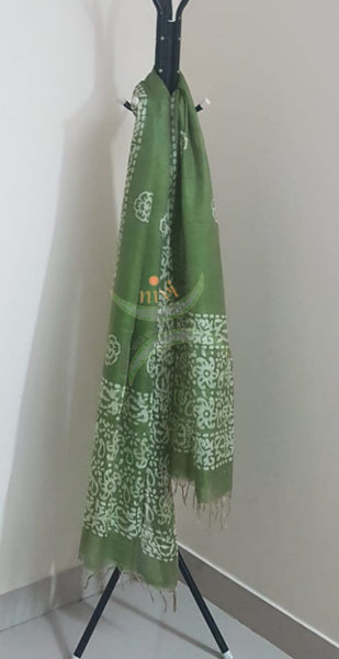 Green handloom sico batik dupatta