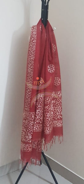 Red handloom sico batik dupatta