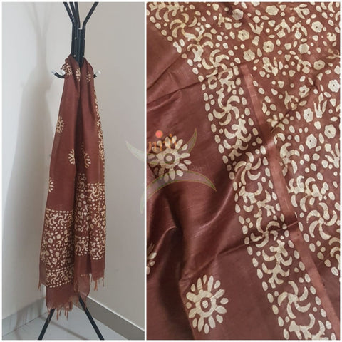 Brown handloom sico batik dupatta