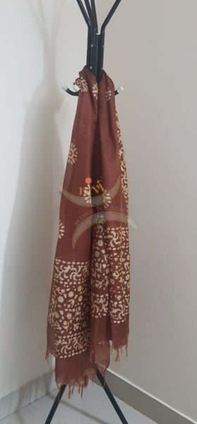 Brown handloom sico batik dupatta