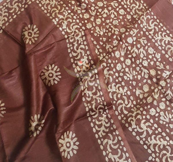 Brown handloom sico batik dupatta