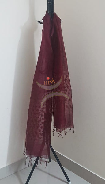 Maroon handloom kota silk  dupatta