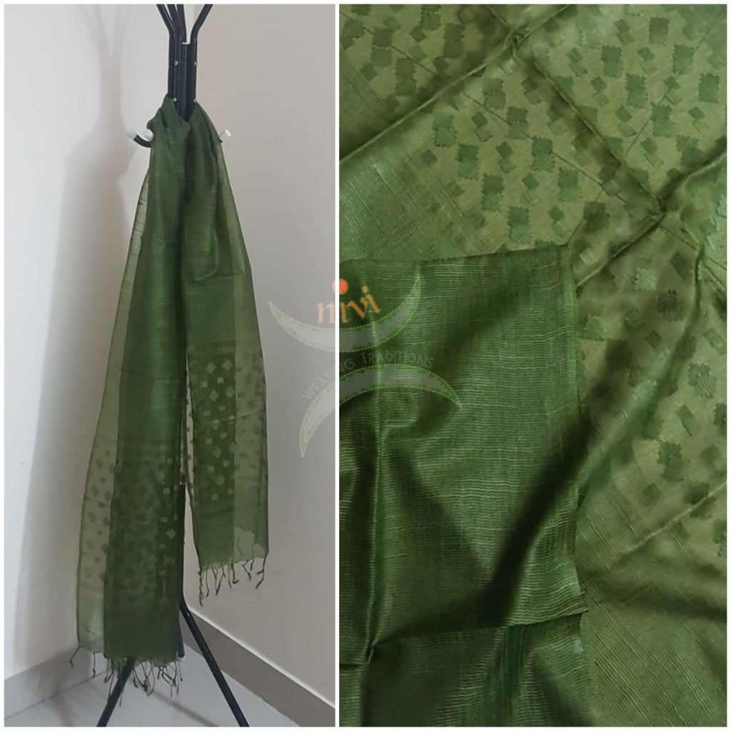 Green handloom kota silk  dupatta