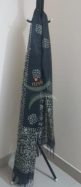 Black handloom sico batik dupatta