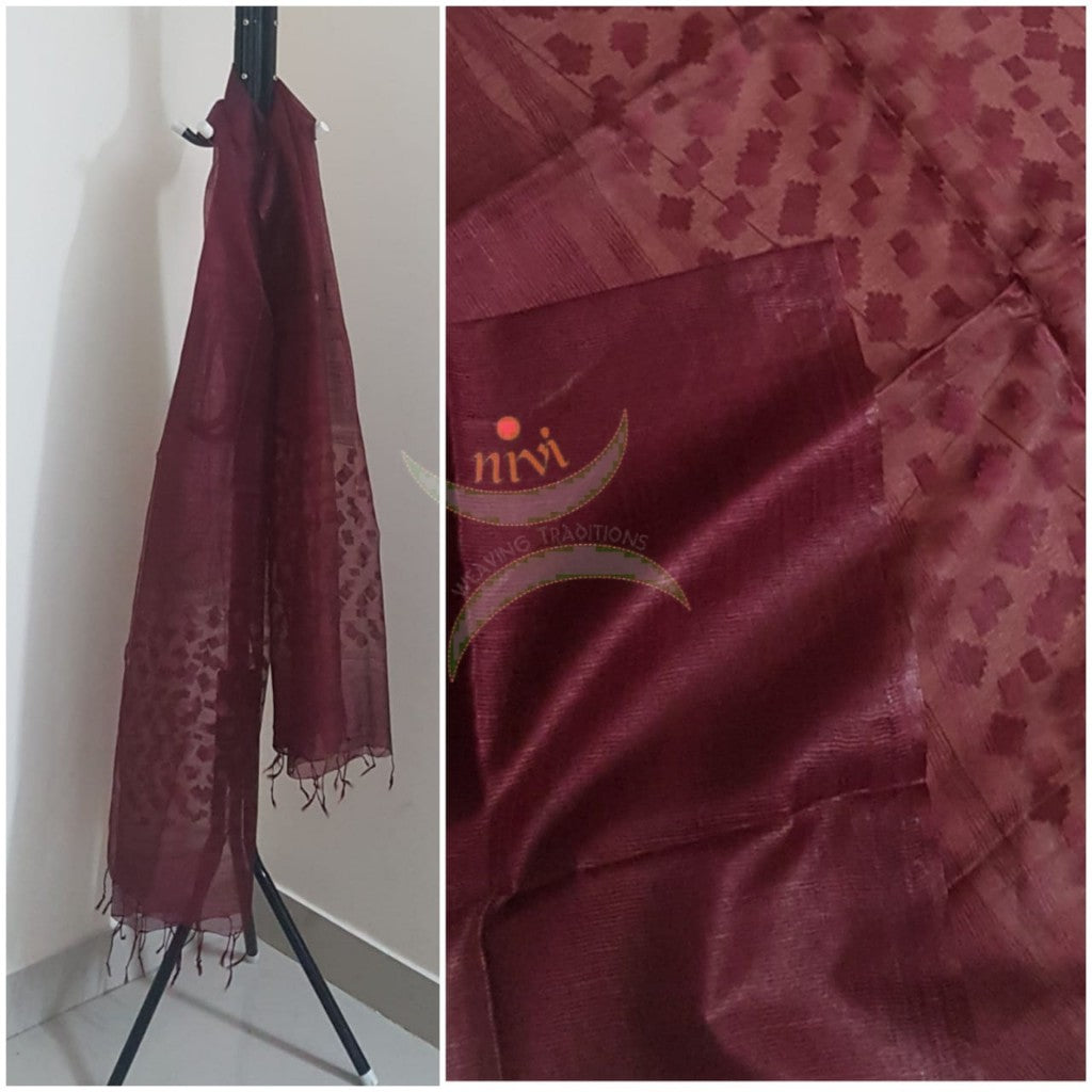 Maroon handloom kota silk  dupatta