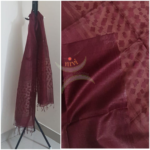 Maroon handloom kota silk  dupatta