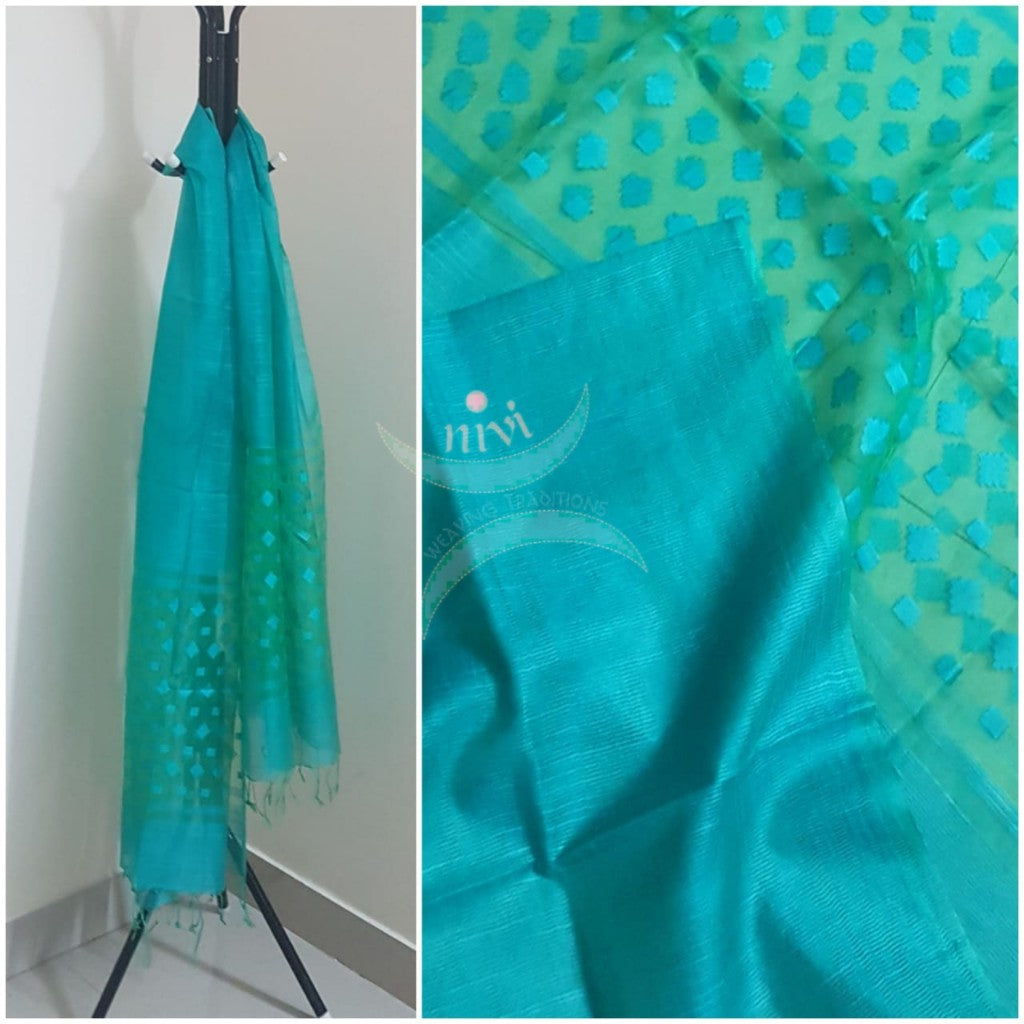 Sea green blue  handloom kota silk dupatta