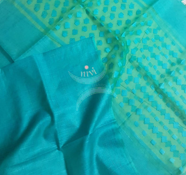 Sea green blue  handloom kota silk dupatta