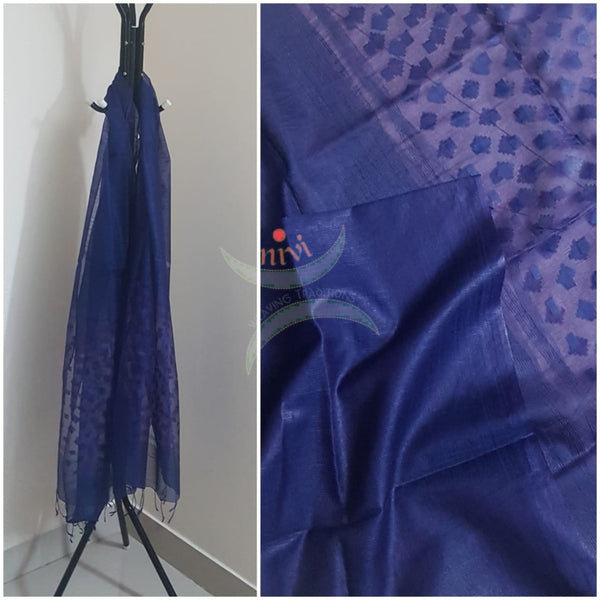 Navy blue handloom kota silk dupatta