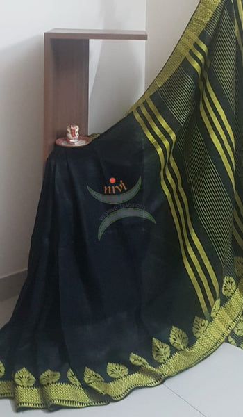 Black linen with yellow woven border