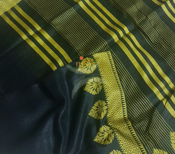 Black linen with yellow woven border