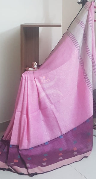 Pink linen with purple border