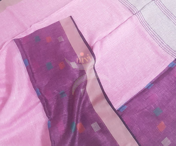 Pink linen with purple border
