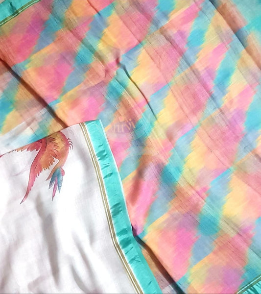 Off white digital printed saree