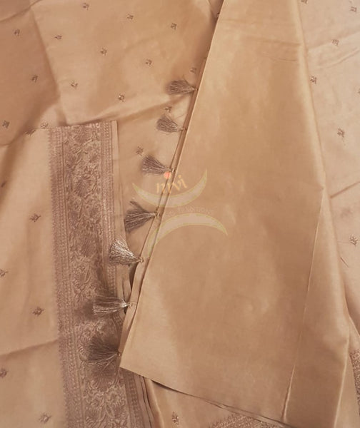 Beige art silk with antique bronze embroidery