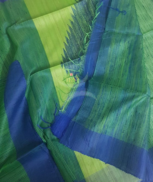 Blue green pure handloom silk organza saree
