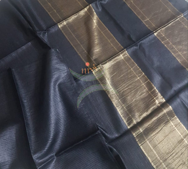 Black pure handloom tussar silk saree