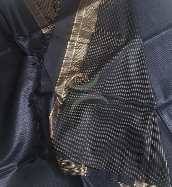 Black pure handloom tussar silk saree