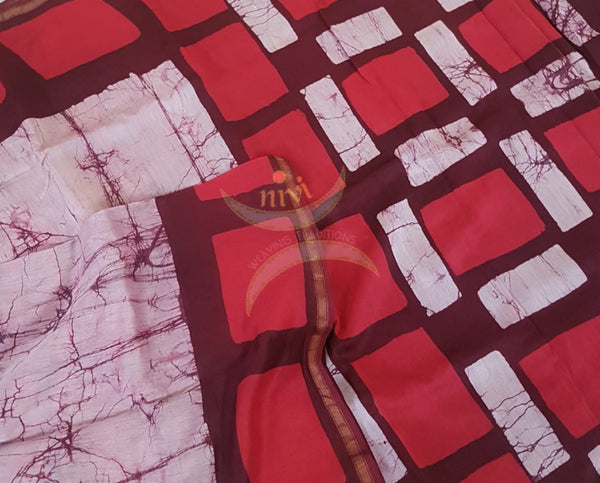 Pink handloom chanderi batik saree