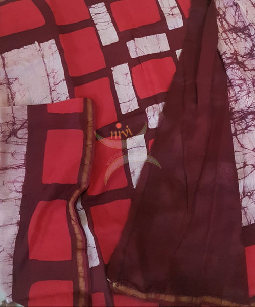 Pink handloom chanderi batik saree