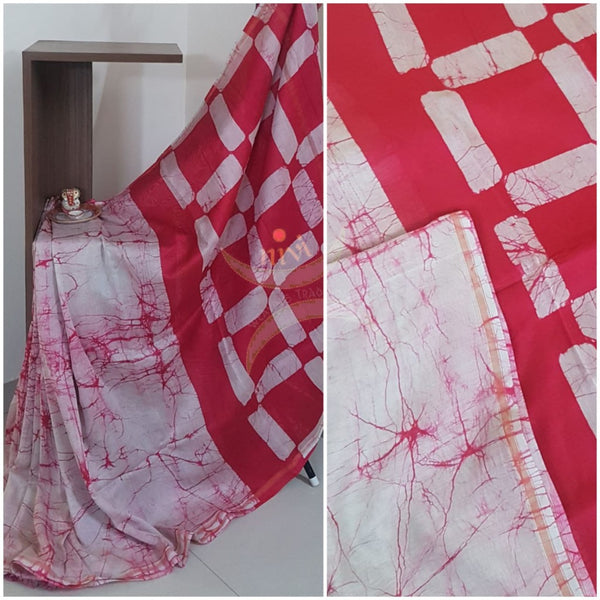 Pink handloom chanderi batik saree