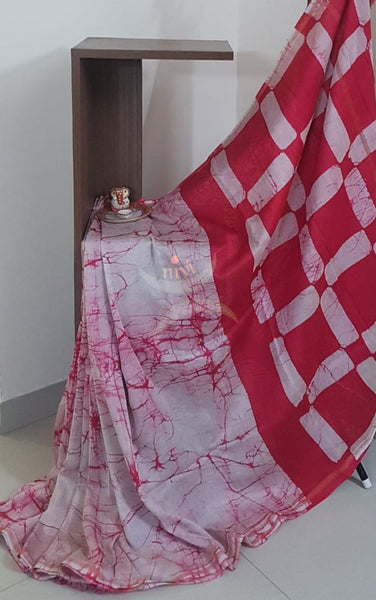 Pink handloom chanderi batik saree