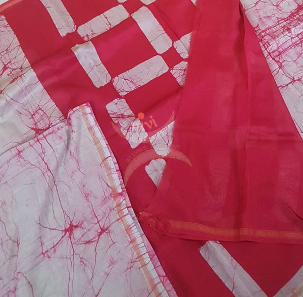 Pink handloom chanderi batik saree