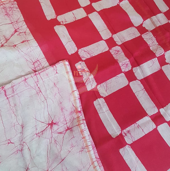 Pink handloom chanderi batik saree