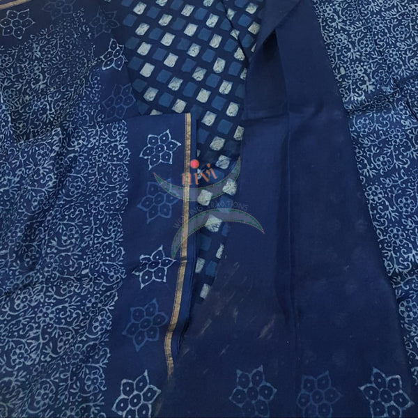 Indigo handloom chanderi saree