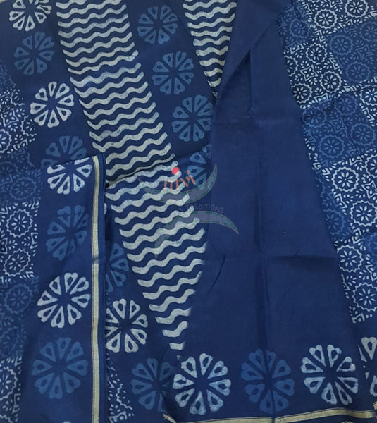 Indigo handloom chanderi saree
