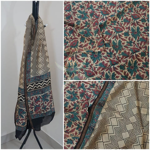 Beige handloom chanderi 3 piece suit set