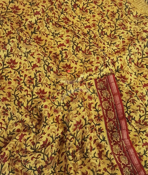 Yellow handloom chanderi 3 piece suit set