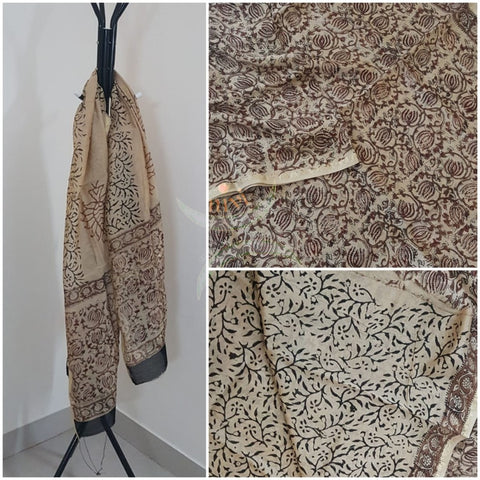 Beige handloom chanderi 3 piece suit set