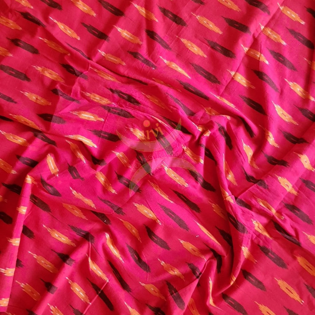 Red handloom cotton pochampalli ikat fabric