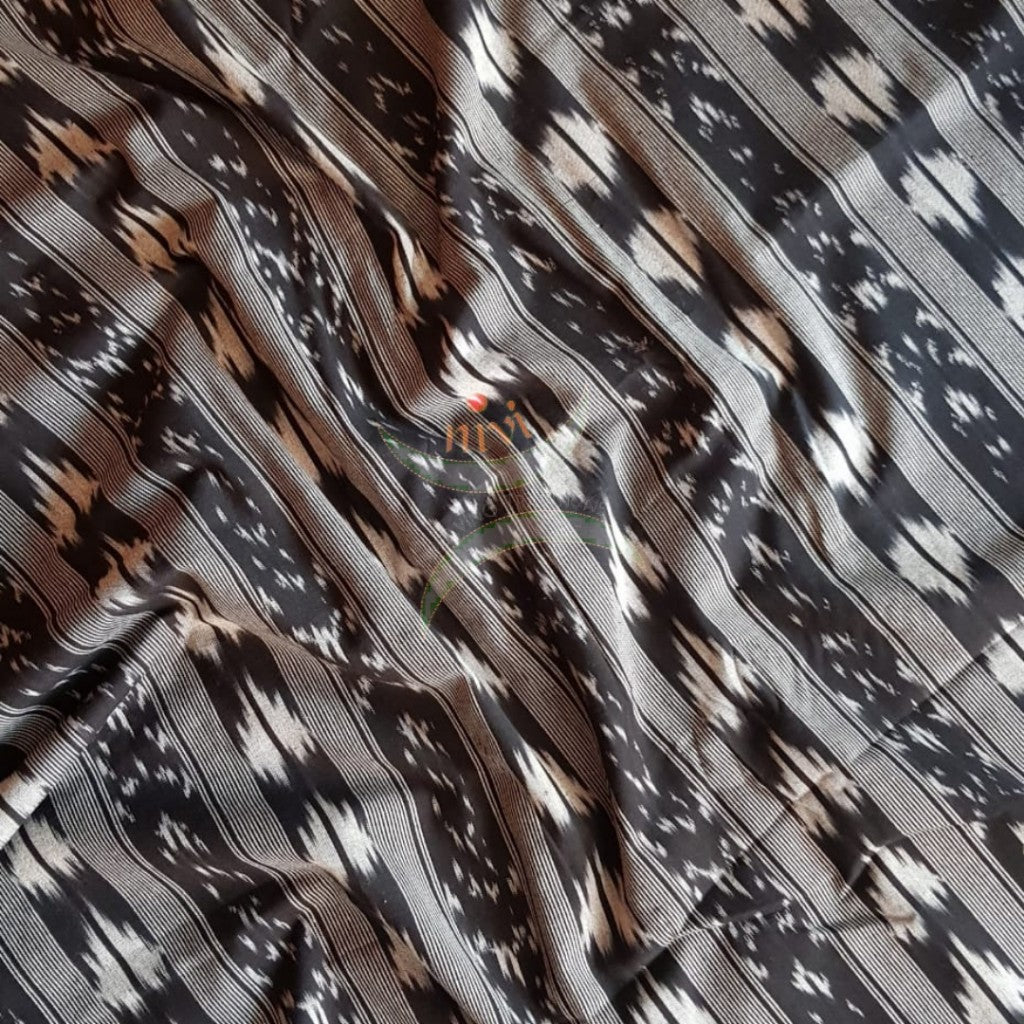 Black handloom cotton pochampalli ikat fabric