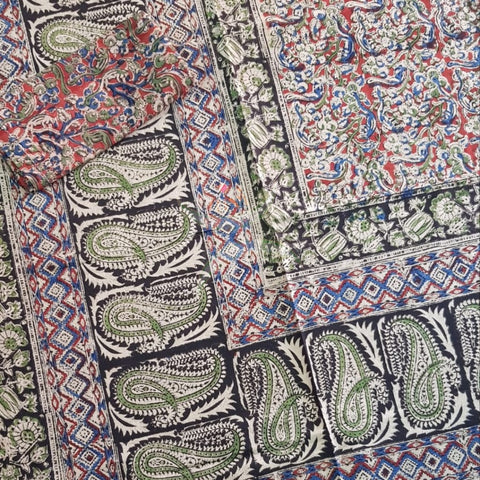Handloom cotton kalamkari printed double size bedsheet.