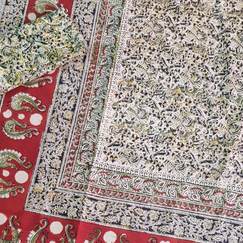 Handloom cotton kalamkari printed double size bedsheet.