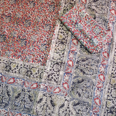 Handloom cotton kalamkari printed double size bedsheet.