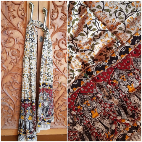 Handloom cotton kalamakri block printed dupatta