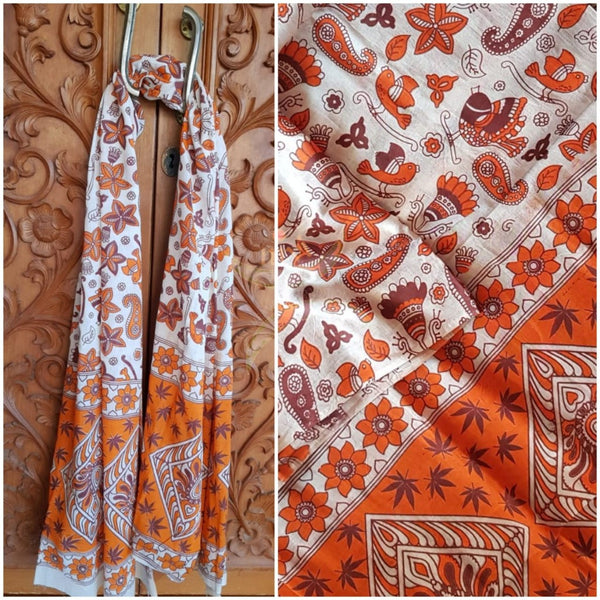 Handloom cotton kalamakri block printed dupatta