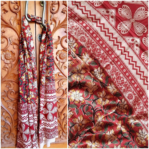 Handloom cotton kalamakri block printed dupatta