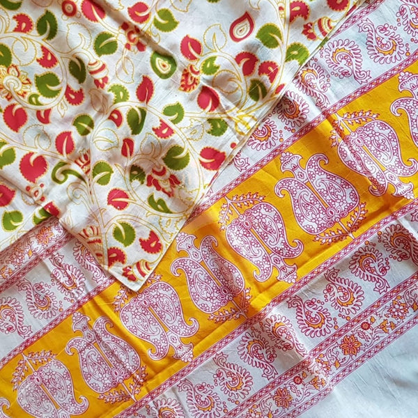 Handloom cotton kalamakri block printed dupatta
