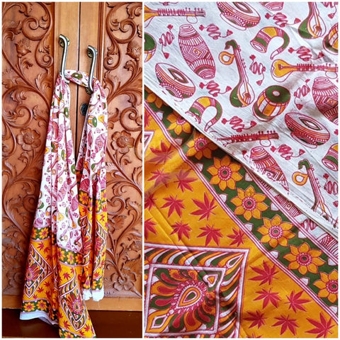 Handloom cotton kalamakri block printed dupatta