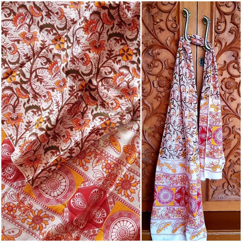 Handloom cotton kalamakri block printed dupatta