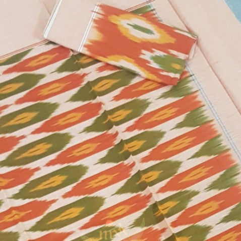 Handloom cotton ikat single size bedsheet.