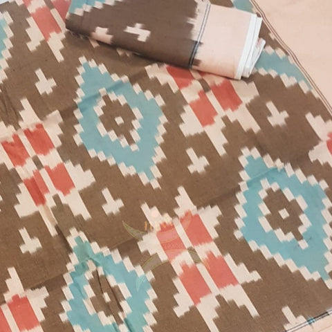 Handloom cotton ikat double size bedsheet.