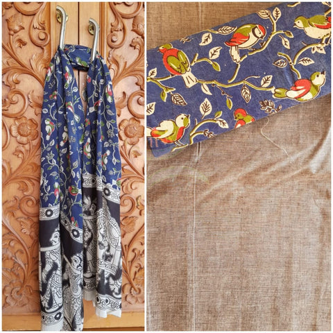 Handloom cotton mangalgiri top with kalamkari block printed bottom and dupatta