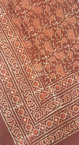 Handloom cotton Dabu block printed single size bedsheet.