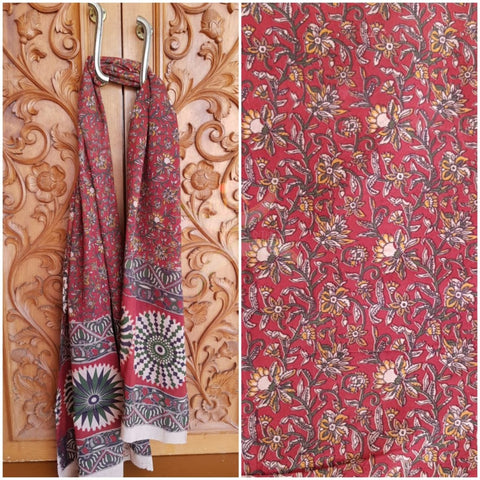 Handloom cotton kalamakri printed bottom and dupatta set