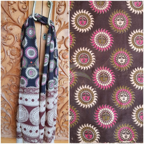 Handloom cotton kalamakri printed bottom and dupatta set